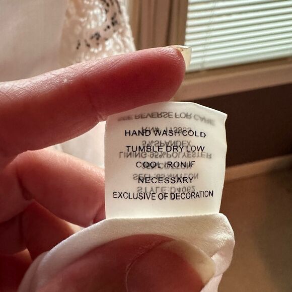 🦋SUGAR +lips White Lace boho bell sleeves fully lined strappy V- Neck SZ XS - Picture 13 of 15